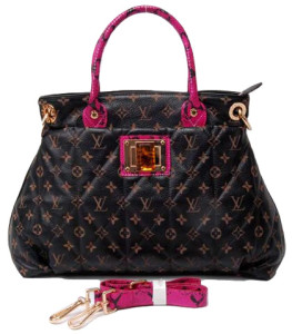 Black & Pink White Cute Pattern Designer Handbag