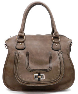 Brown Leather Border Stitched Designer Bag