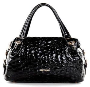 Black Color Beaded Leather Handbag