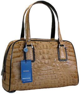 Crocodile Skin Style Designer Handbag by Beige