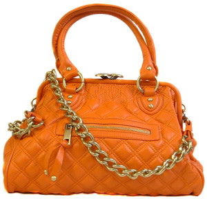 Chanel Leather Yellowish Long Chain Stripe Handbag