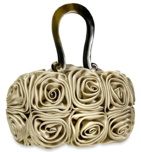 Charming Ivory Rosette Designer Evening Bag