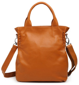 Brown Bucket Design Leather Handbag