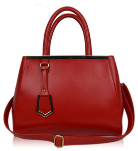 Delightful Dark Red Genuine Leather Bag for Women