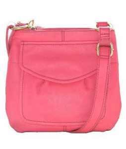 Attractive Pink Fossil Leather Tote Handbag