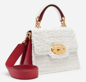 White Welcome Bag in Raffia Crochet